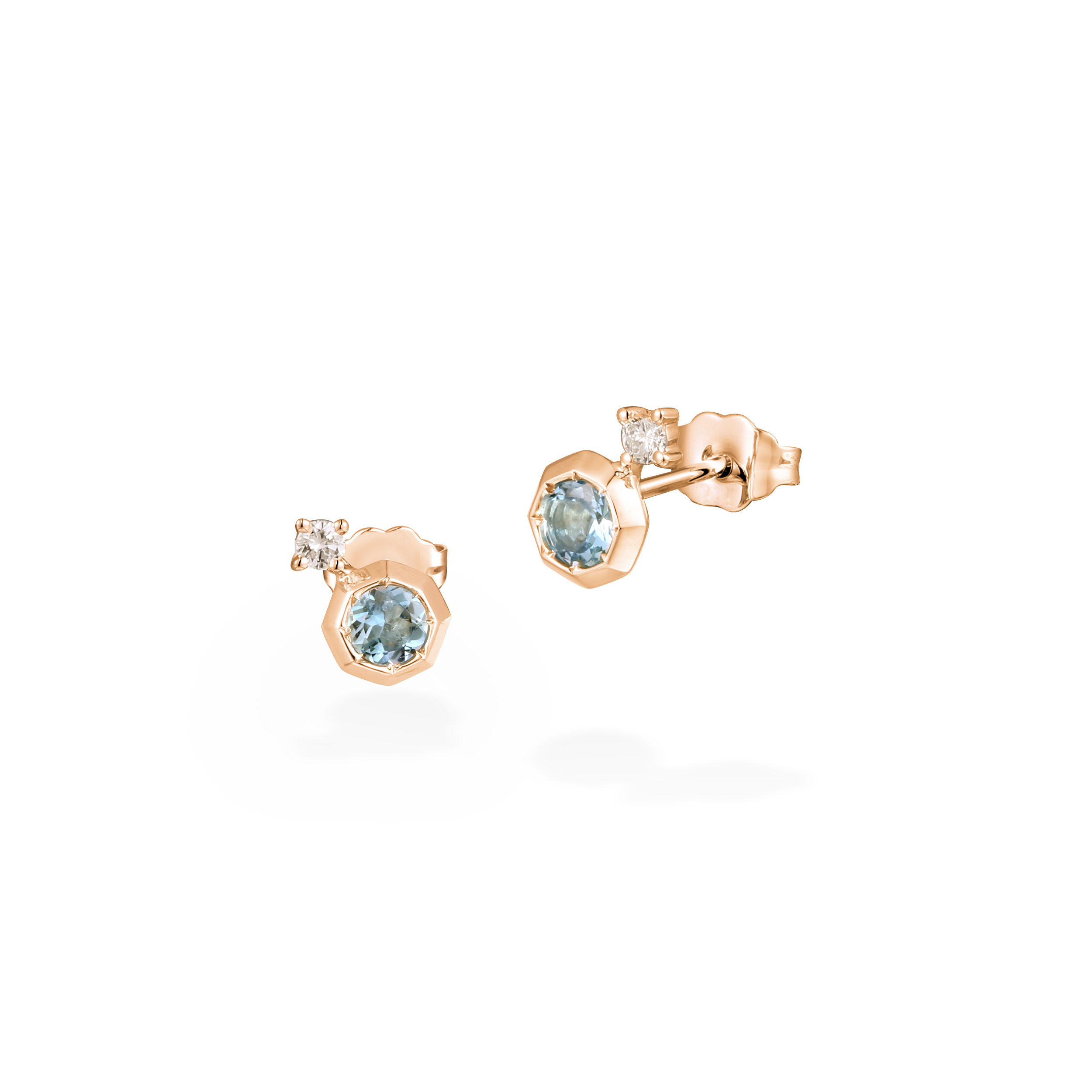 Mori aquamarine diamond studs